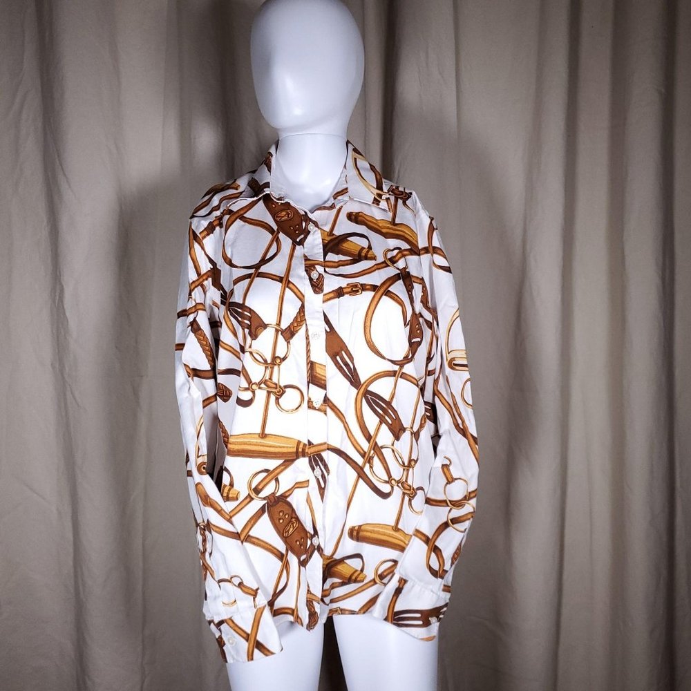 Lauren Ralph Lauren cotton horse theme blouse - Picture 1 of 9